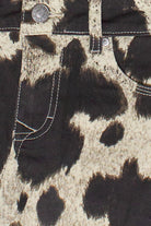Cow Print Denim Mini Skirt