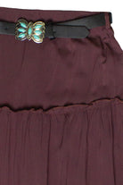 Belted Tiered Maxi Skirt - Brown