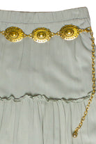 Belted Tiered Maxi Skirt - Sage