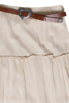 Belted Tiered Maxi Skirt - Beige