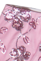 Flower Sequin Mesh Mini Skirt - Light Pink