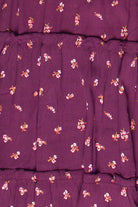 Floral Print Tiered Maxi Skirt - Burgundy