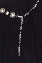 Stone Chain Belt Gauze Maxi Skirt - Black