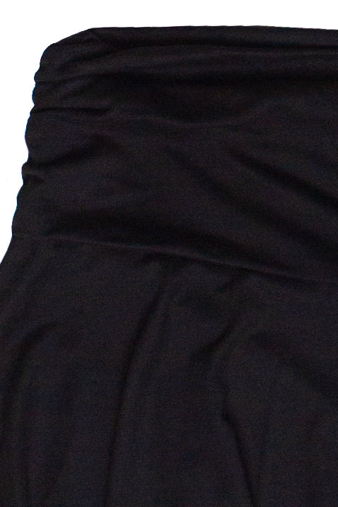 Ruched Waistband Asymmetrical Skort - Black