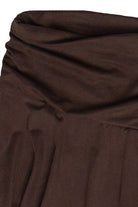 Ruched Waistband Asymmetrical Skort - Brown