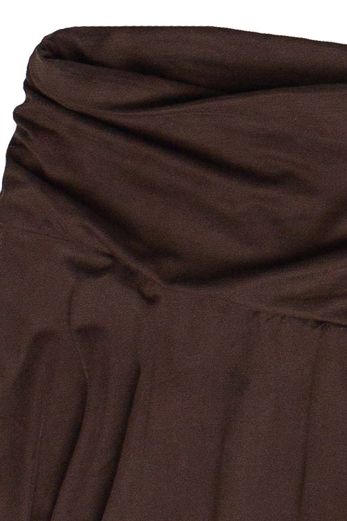 Ruched Waistband Asymmetrical Skort - Brown