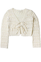Loose Pointelle Knit Tie Front Cardigan