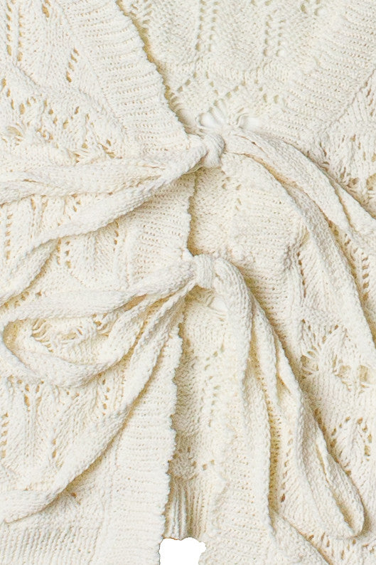 Loose Pointelle Knit Tie Front Cardigan