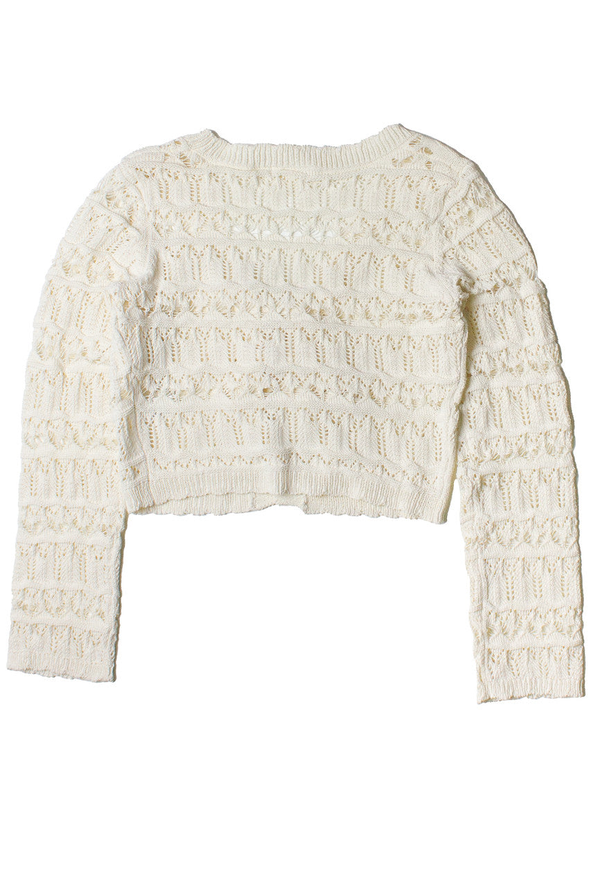 Loose Pointelle Knit Tie Front Cardigan