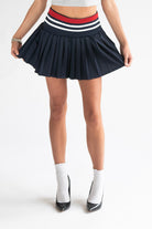 Striped Waist Pleated Skort