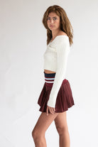 Striped Waist Pleated Skort