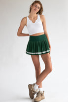 Stripe Hem Pleated Skirt