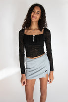 Bow Detail Mini Skort Gray