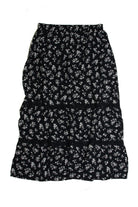 Black Floral Crochet Detail Maxi Skirt