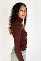 Dark Oak Ribbed Turtleneck Sweater