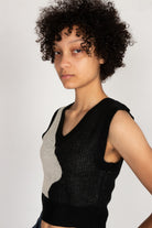 Black Waved Split Sweater Vest