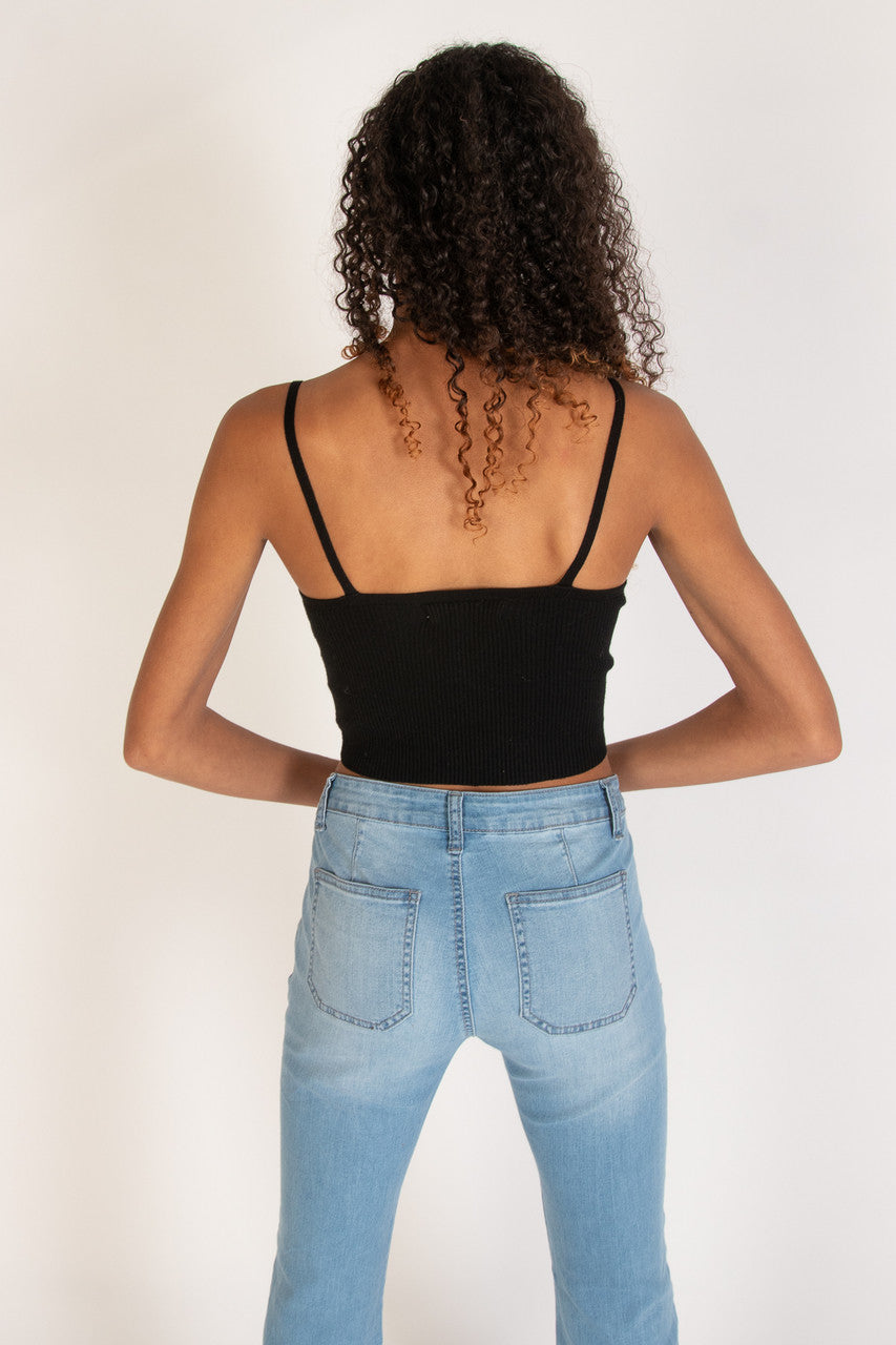 Black Knit Hanky Hem Cami