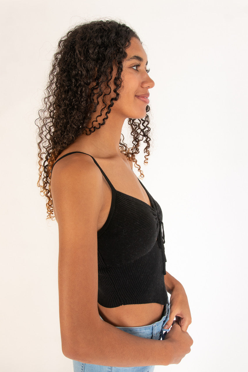Black Knit Hanky Hem Cami