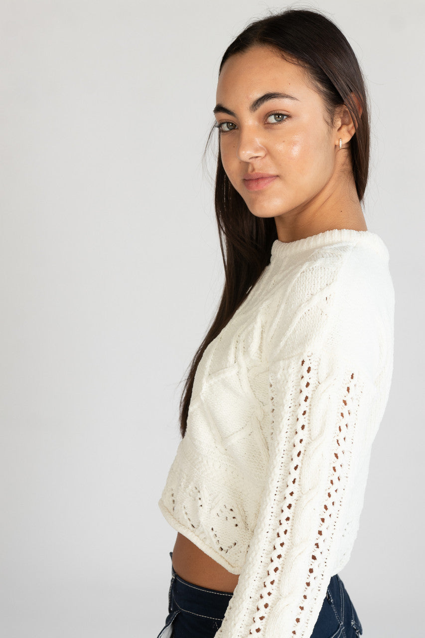 Egret Mixed Stitch Sweater