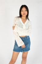 Ivory Bell Sleeve Pointelle Cardigan