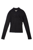 Black Ribbed Mock Neck Cut Out Sweater