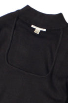 Black Ribbed Mock Neck Cut Out Sweater