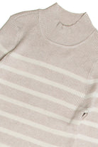 Heather Striped Mock Neck Sweater