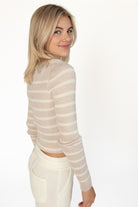 Heather Striped Mock Neck Sweater