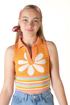 Pastel Rainbow Daisy Knit Tank