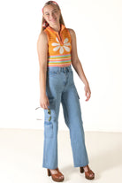 Pastel Rainbow Daisy Knit Tank