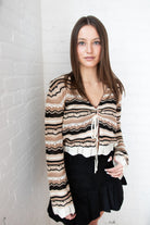 Pointelle Stripe Bell Sleeve Sweater