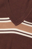 Ribbed V Neck Stripe Sweater