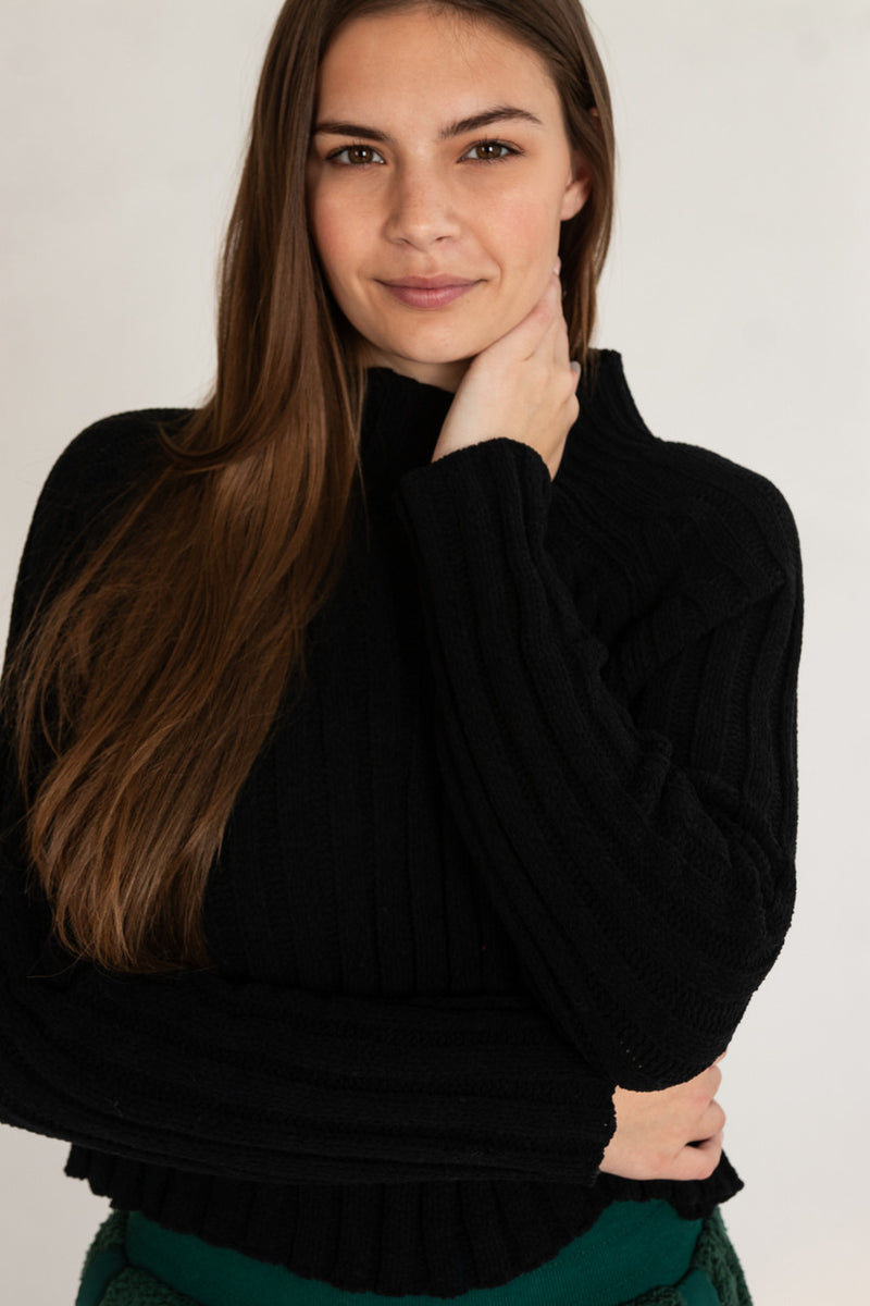 Black Funnel Neck Sweater – Ragstock