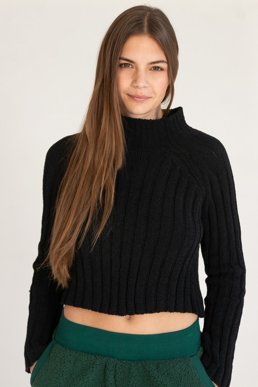 Black Funnel Neck Sweater