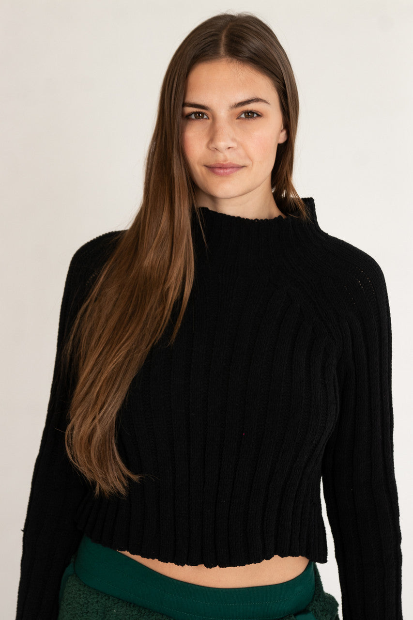 Black Funnel Neck Sweater