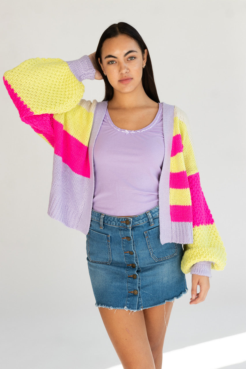 Colorblock Open Cardigan