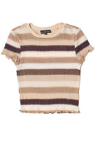 Crochet Stripe Lettuce Edge Tee