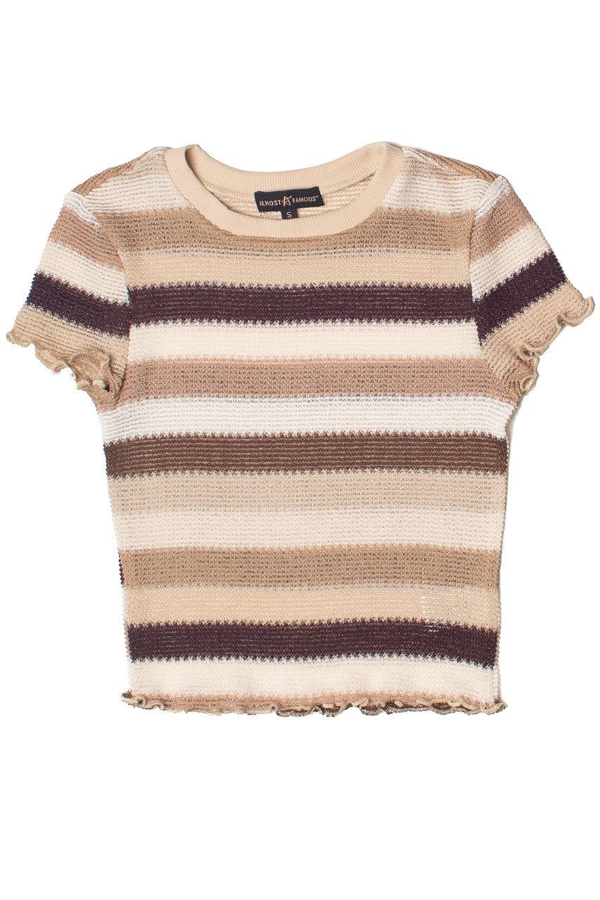 Crochet Stripe Lettuce Edge Tee