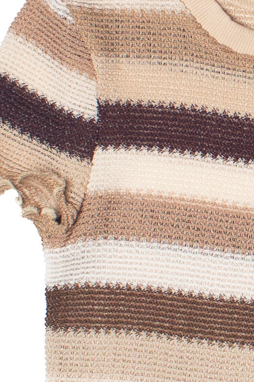 Crochet Stripe Lettuce Edge Tee