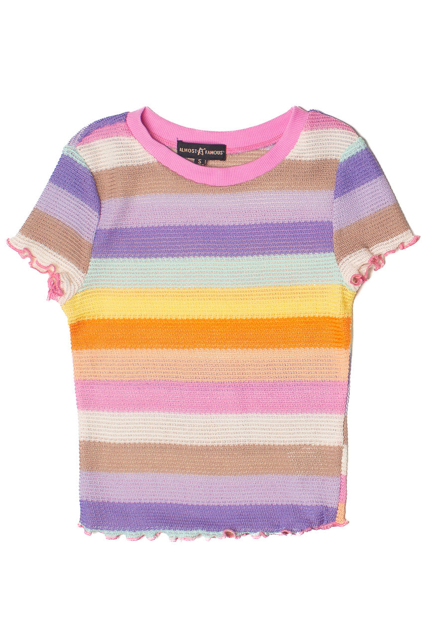Crochet Stripe Lettuce Edge Tee
