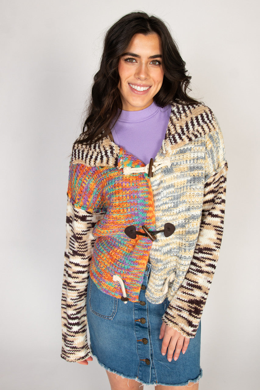 Multi Knit Space Dye Toggle Cardigan