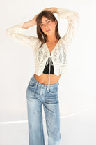 Bell Sleeve Pointelle Cardigan