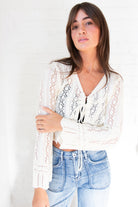 Bell Sleeve Pointelle Cardigan