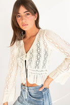 Bell Sleeve Pointelle Cardigan