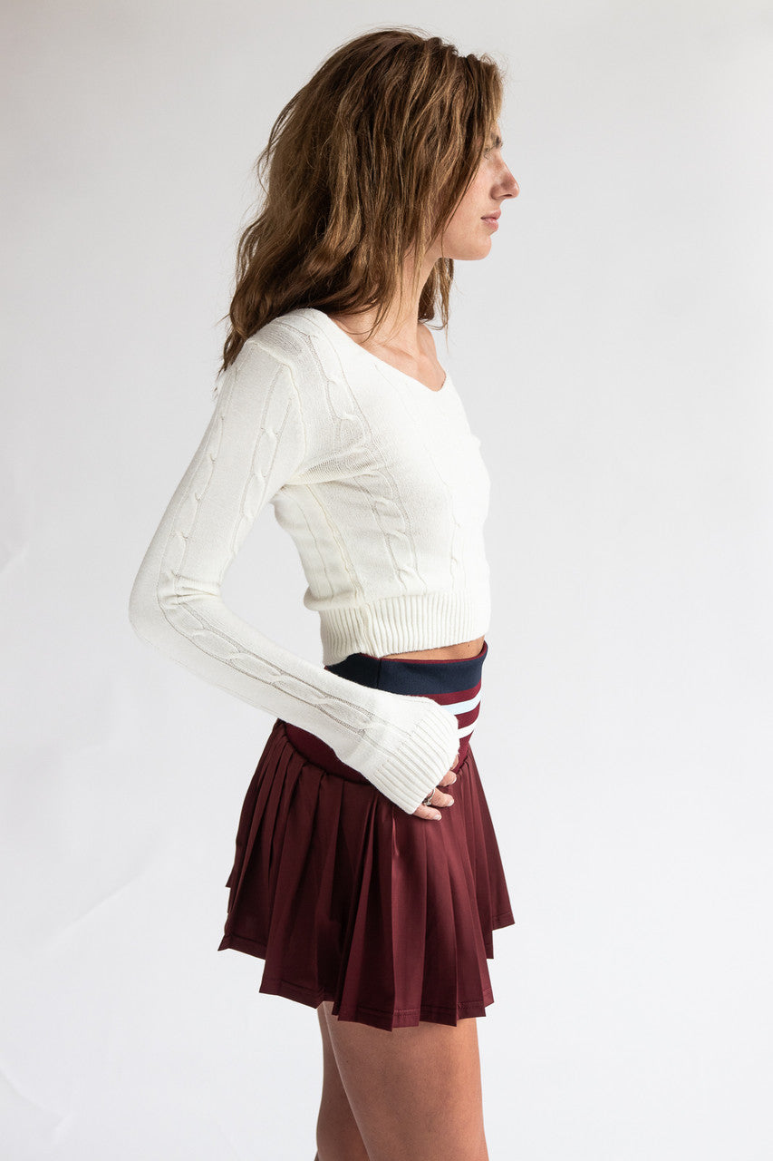 V Neck Cable Knit Pullover Sweater