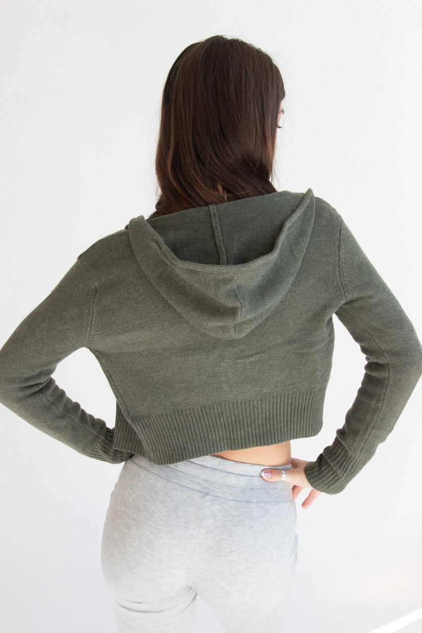 Crop Zip Up Hoodie Sweater