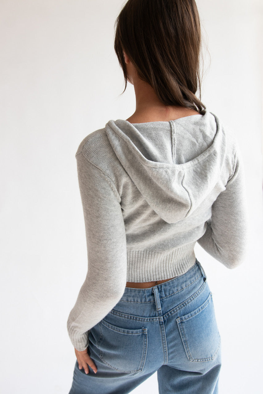 Crop Zip Up Hoodie Sweater