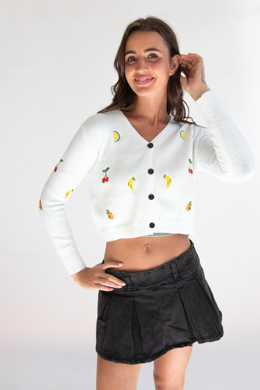 Fruit Bowl Embroidered Cardigan