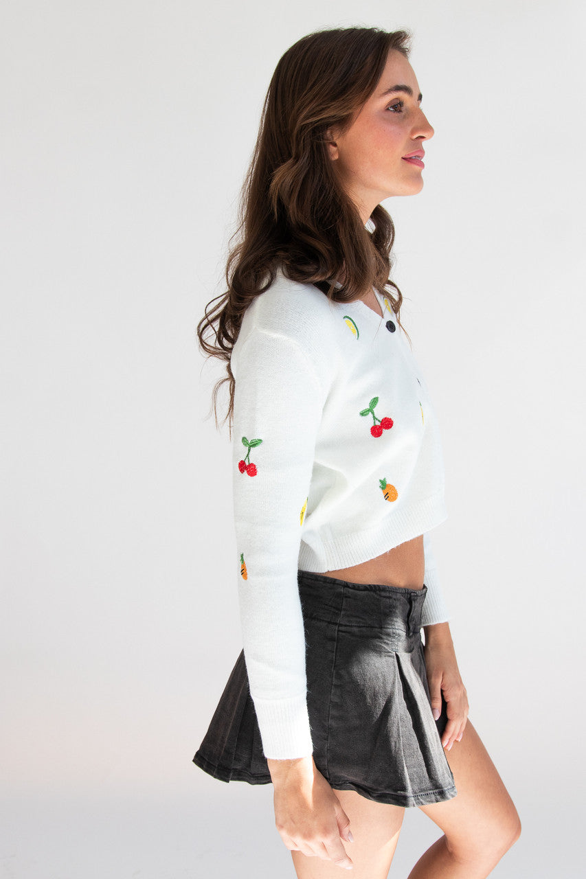 Fruit Bowl Embroidered Cardigan