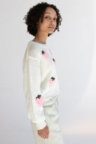 3D Strawberry Applique Sweater